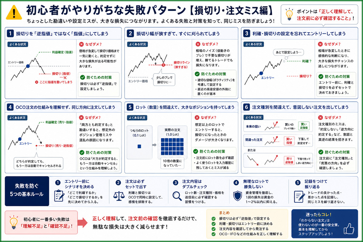 初心者がやりがちな失敗パターン【損切り・注文ミス編】