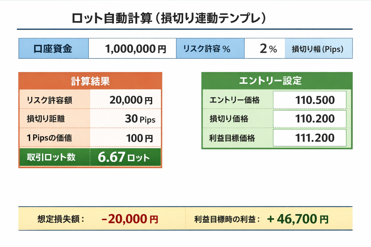 ロット自動計算(損切連動テンプレ)